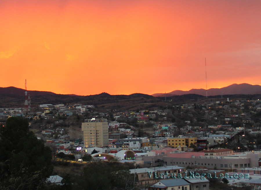 Sunset over downtown Nogales Mexico