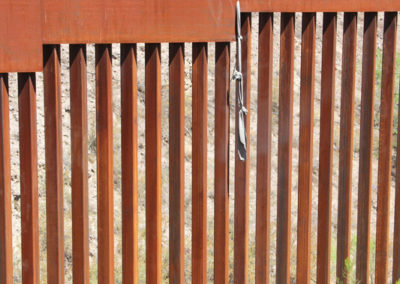 The Arizona-Mexico border wall that separates Nogales, Mexico and Nogales, Arizona